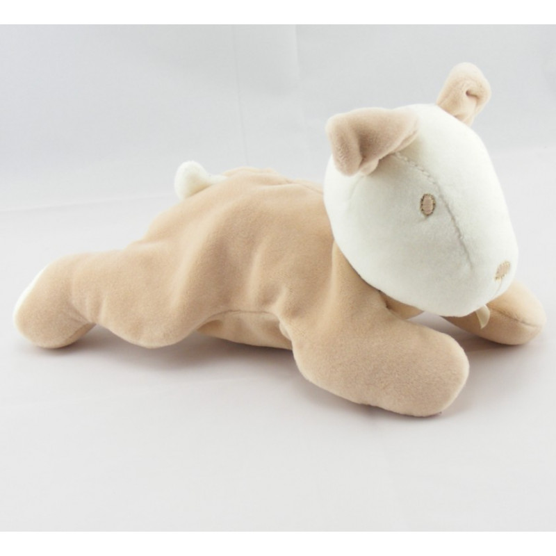 Doudou chien blanc beige SUCRE D'ORGE