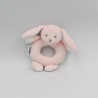 Doudou hochet lapin rose blanc JACADI