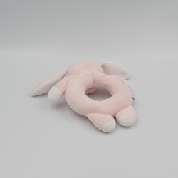 Doudou hochet lapin rose blanc JACADI