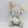 Doudou musical renne cerf elan gris étoile GRAIN DE BLE