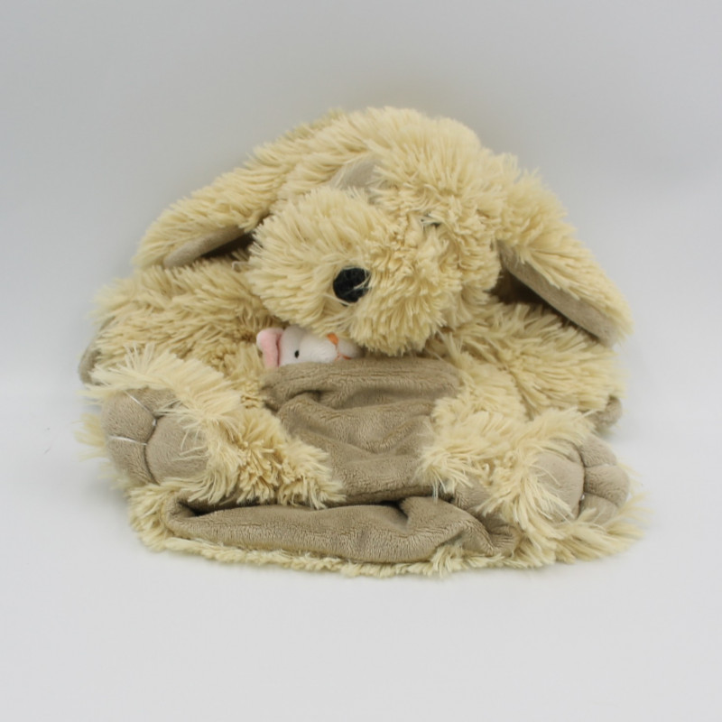Doudou plat marionnette chien beige chat blanc HISTOIRE D'OURS