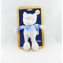Doudou plat chat gris rose AJENA