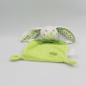 Doudou plat lapin vert blanc pois NICOTOY