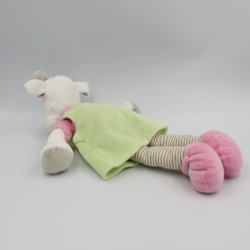 Doudou vache verte rose BEBEREVE