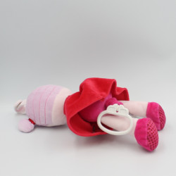 Doudou musical poupée rose rouge lapin INFLUX