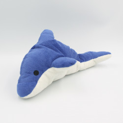 Doudou peluche dauphin bleu blanc