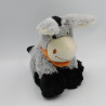 Doudou peluche ane gris noir foulard orange FIZZY