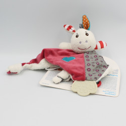 Doudou plat ane cheval blanc rouge gris coeur BABYONO