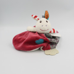 Doudou plat ane cheval blanc rouge gris coeur BABYONO