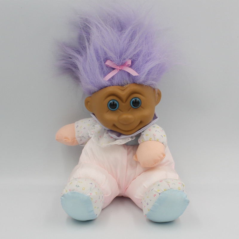 Peluche poupée puffalump Trolls rose bleu mauve