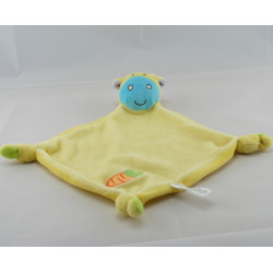 Doudou plat vache girafe jaune bleu carotte JJA