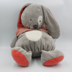 Doudou range pyjama lapin gris rouge rayé SUCRE D'ORGE