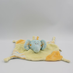 Doudou plat éléphant bleu jaune orange rayé KIMBALOO LA HALLE