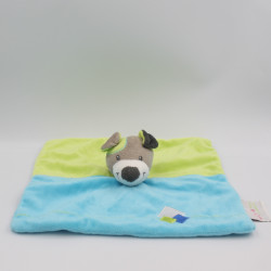 Doudou plat chien gris bleu vert MANON ET VALENTIN