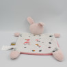 Doudou plat lapin rose blanc champignon MOTS D'ENFANTS