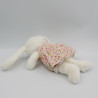 Doudou lapin blanc rose fleurs POMMETTE