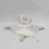 Doudou plat mouton blanc gris rayé TOM & KIDDY