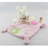 Doudou plat lapin bleu fleurs brodées NICOTOY