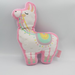 Doudou coussin lama rose blanc vert jaune LLAMA LOVE