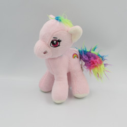 Doudou peluche licorne rose arc en ciel DOHO