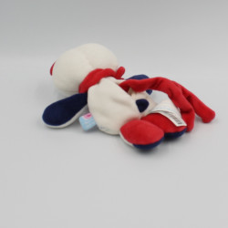 Doudou attache tétine ours blanc rouge bleu SUCRE D'ORGE