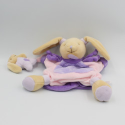 Doudou et Compagnie plat marionnette lapin mauve rose