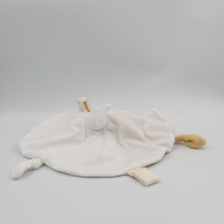 Doudou plat rond cigogne blanche beige RODADOU RODA