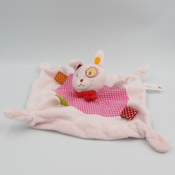Doudou plat lapin rose vert pois rapiécé NICOTOY
