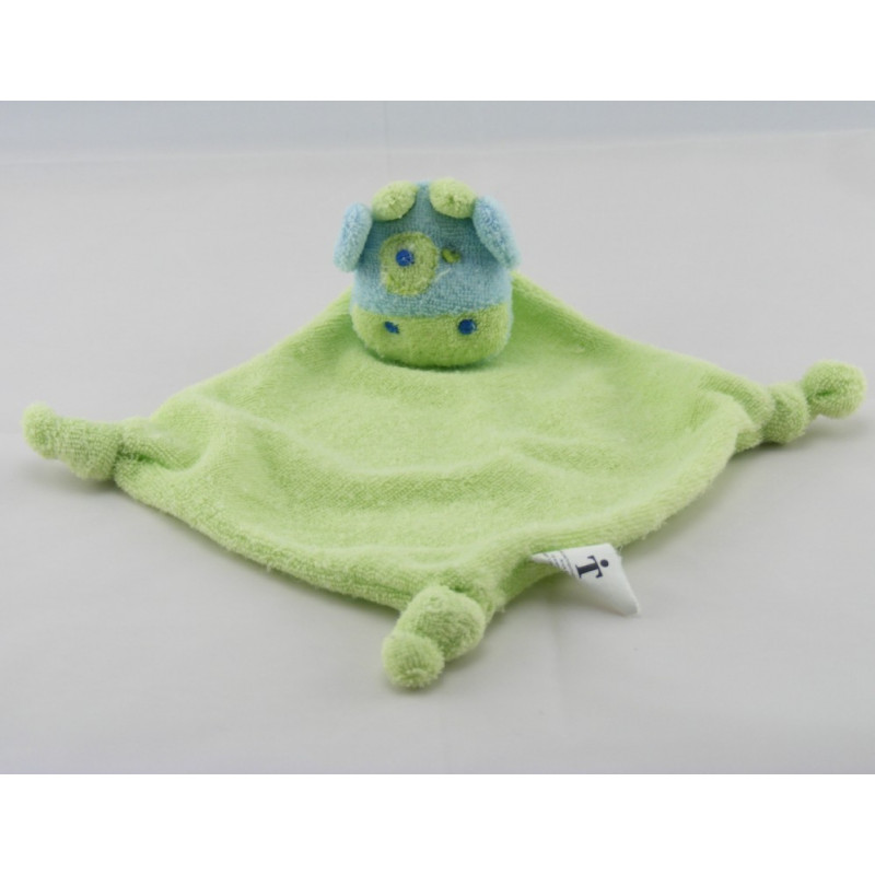 Doudou plat hippopotame bleu éponge T ANAIK