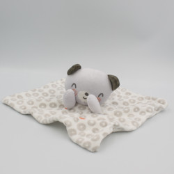 Doudou plat ours gris blanc ronds MOTS D'ENFANTS SIPLEC