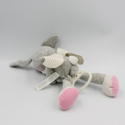 Doudou musical lapin gris blanc rose coeurs ailes Simba toys Nicotoy