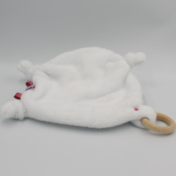 Doudou plat lapin blanc rose rayé BY COCO