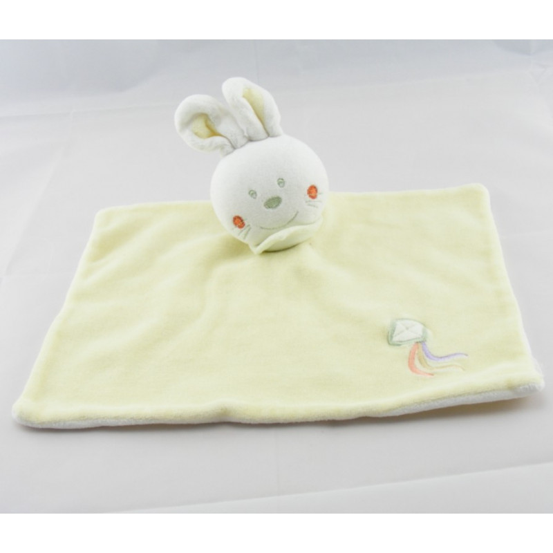 Doudou plat Lapin jaune cerf volant INFLUX