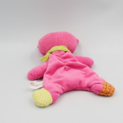 Doudou plat lapin rose vert rouge pois rapiécé NICOTOY