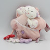 Doudou coussin fleurs rose avec ours POMMETTE NEUF