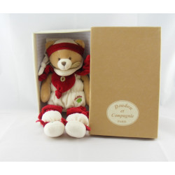Doudou ours Nanou rouge blanc DOUDOU ET COMPAGNIE
