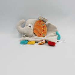 Doudou plat éléphant gris orange jaune bleu KIABI SIMBA TOYS NEUF