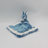 Doudou lapin bleu blanc mouchoir DANI