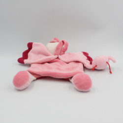 Doudou et compagnie plat marionnette oiseau rose avec bébé