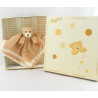 Doudou plat carré ours beige marron BABY NAT 