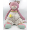 Doudou géant chat rose vert gris les Pachats MOULIN ROTY