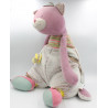 Doudou géant chat rose vert gris les Pachats MOULIN ROTY