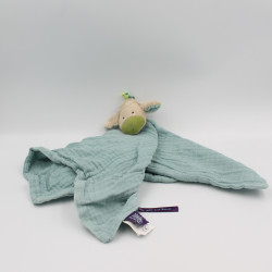Doudou plat lange mouton vert bleu Les Jolis pas beaux MOULIN ROTY