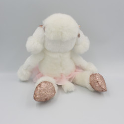 Peluche chien caniche blanc tutu rose Les petits Twists Roxane HISTOIRE D'OURS 