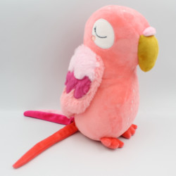 Doudou peluche oiseau perroquet rose DPAM