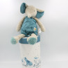 Doudou éléphant bleu gris Bergamote Sous mon baobab MOULIN ROTY