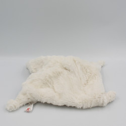 Doudou plat lapin blanc bandanas gris beige NICOTOY
