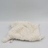 Doudou plat lapin blanc bandanas gris beige NICOTOY