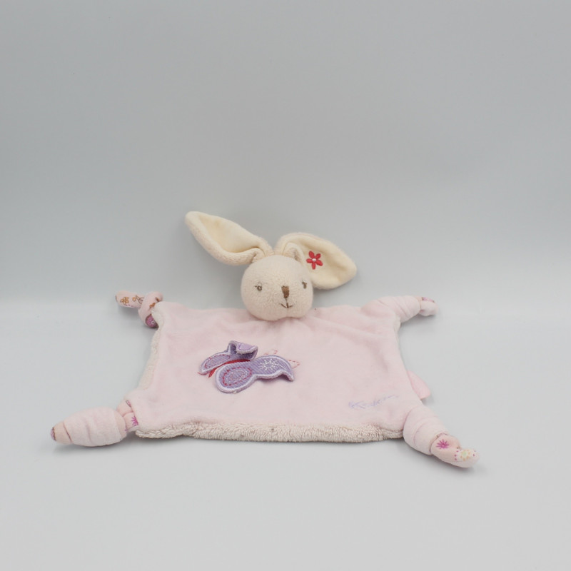 Doudou plat lapin rose papillon Lilirose KALOO