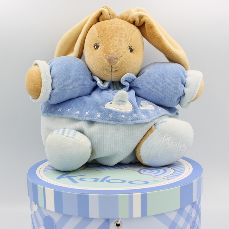 DOUDOU LAPIN PATAPOUF BLEU SOURIS KALOO